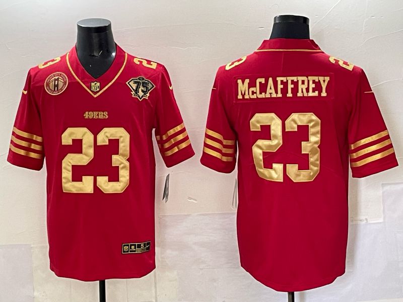 Men San Francisco 49ers #23 Mccafrey Red 75th Nike Limited NFL 2025 Jersey style 05